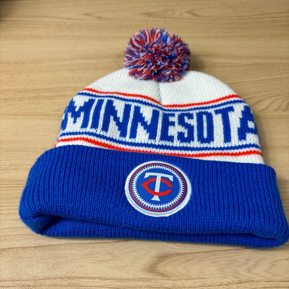 Minnesota Twins Hat Winter Cap Mens Blue Beanie Pom Pom MLB Baseball A7